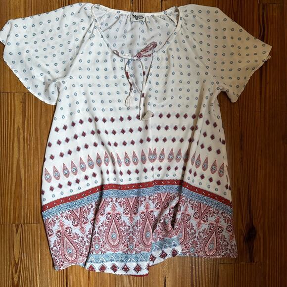 Show Me Your MuMu Tops - Show Me Your Mumu white red paisley boho tunic top SIZE S